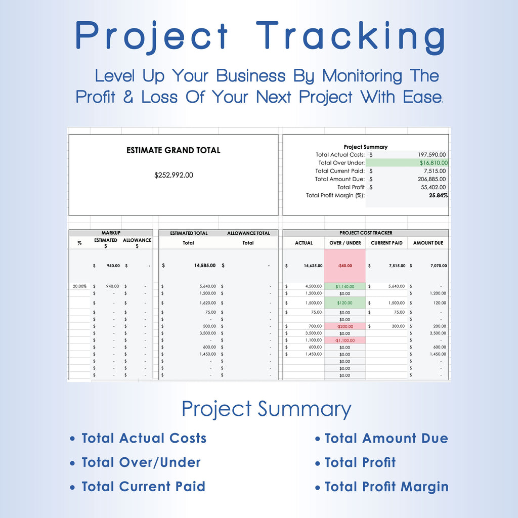Construction Estimate Calculator Pro, Digital Printable Estimate Builder Template, Contractor Estimate Spreadsheet & Project Management